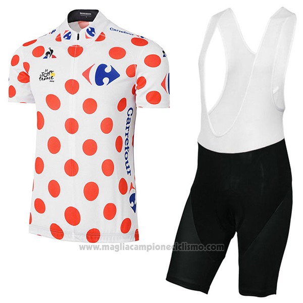 2017 Abbigliamento Ciclismo Tour de France Bianco e Rosso Manica Corta e Salopette